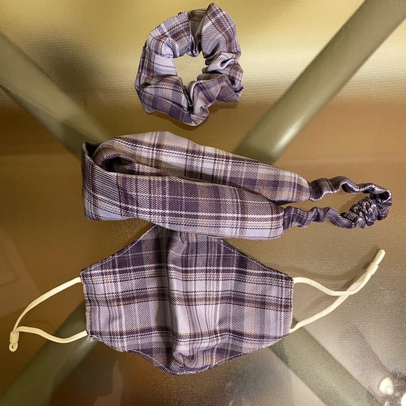 Three-Piece Scrunchie Purple Face Mask - Picture 3 of 4